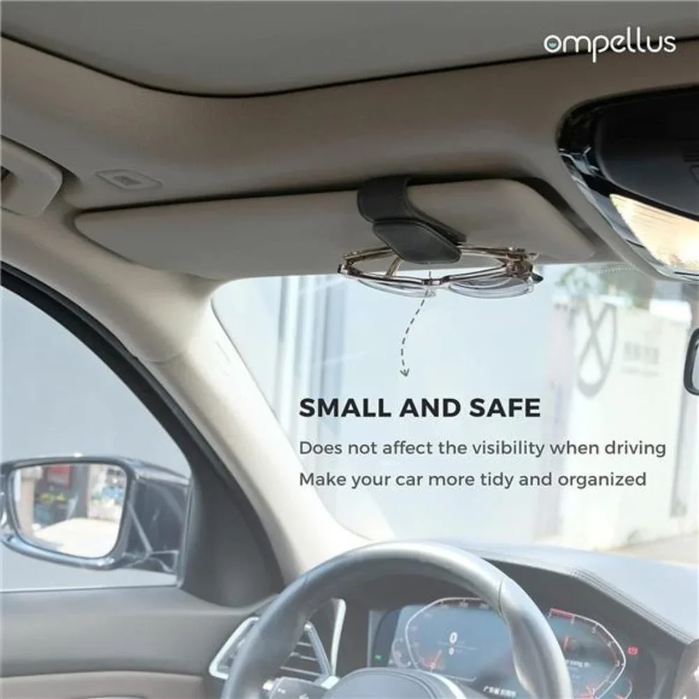 Magnetic Leather Sunglass Holder Eyeglass Hanger Clip for Car Sun Visor Gray